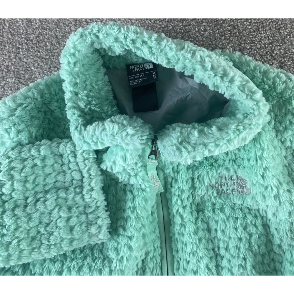 The North Face Light Green Sherpa Fleece Jacket Girls XL (18) Warm Preppy Snow